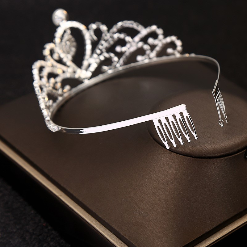 nunta Coroana de mireasa Casca de mireasa Aur roz Culoare argintiu Culoare stras Cristal Printesa Tiare Nunta Bijuterii pentru par Chi