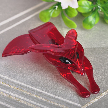 Blucome Flaming Fiery Red Fox Shape Brooch Набраздени акрилни бижута за дами Дамски парти аксесоари Шал Шапка Чанта Корсажни игли