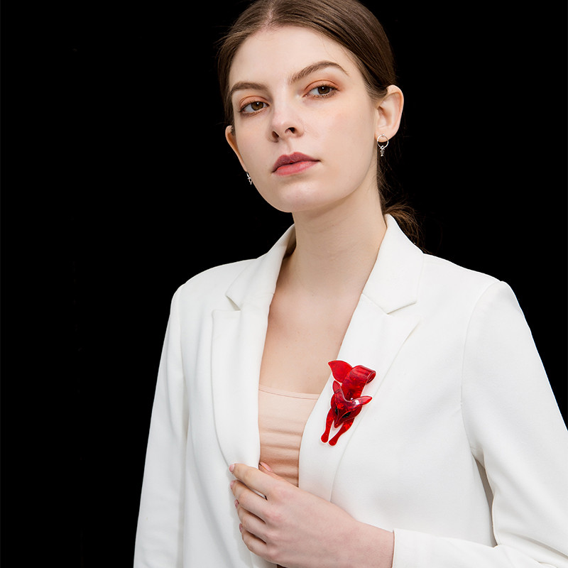 Broșă în formă de vulpe roșie aprinsă Blucome, bijuterii acrilice striate pentru doamne, accesorii de petrecere pentru femei, eșarfă, pălărie, geantă, ace de corset