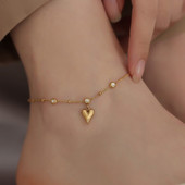 Huitan Fashion Heart/Star gleznă pentru femei Brățară de gleznă cu lanț dintr-o bucată Accesorii delicate pentru fete desculțe Bijuterii de excepție