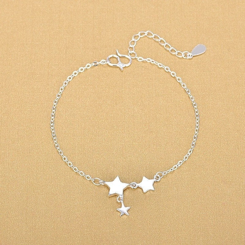 Huitan Fashion Heart/Star gleznă pentru femei Brățară de gleznă cu lanț dintr-o bucată Accesorii delicate pentru fete desculțe Bijuterii de excepție