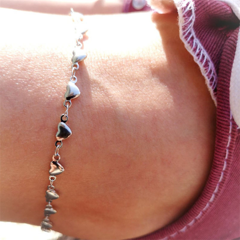 Huitan Fashion Heart/Star gleznă pentru femei Brățară de gleznă cu lanț dintr-o bucată Accesorii delicate pentru fete desculțe Bijuterii de excepție