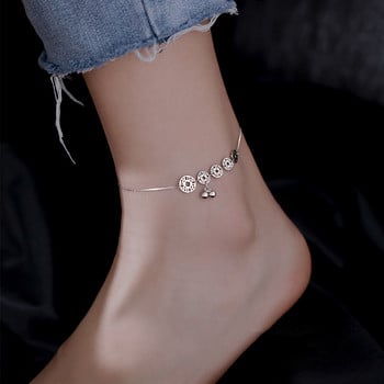 Huitan Simple Stylish Double Heart Chain Glezen Женска шикозна гривна за глезена Летни аксесоари за крака Изискан подарък за момиче Модни бижута