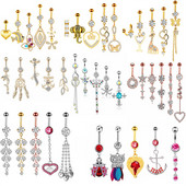 Set de inele pentru buric cu flori Oțel chirurgical Sexy Pachet de inele pentru burtică cu fluture Set drăguț pentru piercing pentru buric Bijuterii în vrac