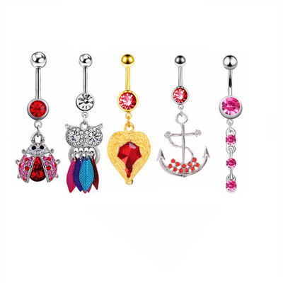 Set de inele pentru buric cu flori Oțel chirurgical Sexy Pachet de inele pentru burtică cu fluture Set drăguț pentru piercing pentru buric Bijuterii în vrac