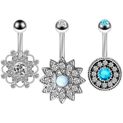 Set de inele pentru buric cu flori Oțel chirurgical Sexy Pachet de inele pentru burtică cu fluture Set drăguț pentru piercing pentru buric Bijuterii în vrac