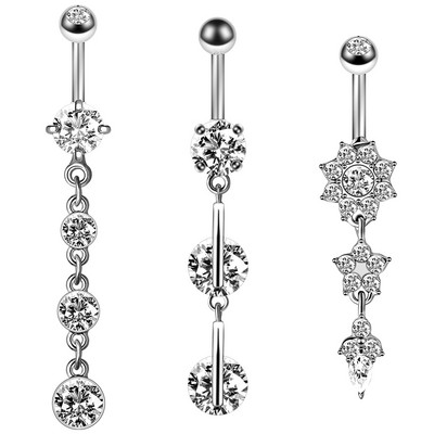 Set de inele pentru buric cu flori Oțel chirurgical Sexy Pachet de inele pentru burtică cu fluture Set drăguț pentru piercing pentru buric Bijuterii în vrac