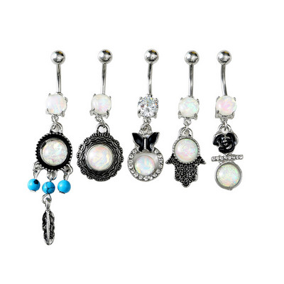 Set de inele pentru buric cu flori Oțel chirurgical Sexy Pachet de inele pentru burtică cu fluture Set drăguț pentru piercing pentru buric Bijuterii în vrac