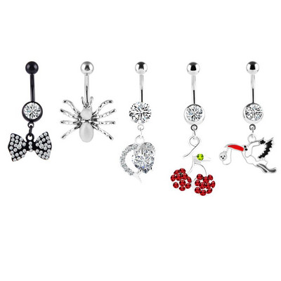 Set de inele pentru buric cu flori Oțel chirurgical Sexy Pachet de inele pentru burtică cu fluture Set drăguț pentru piercing pentru buric Bijuterii în vrac