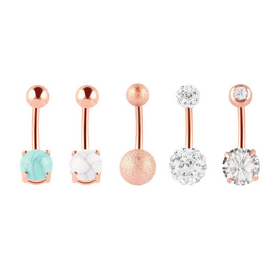Set de inele pentru buric cu flori Oțel chirurgical Sexy Pachet de inele pentru burtică cu fluture Set drăguț pentru piercing pentru buric Bijuterii în vrac