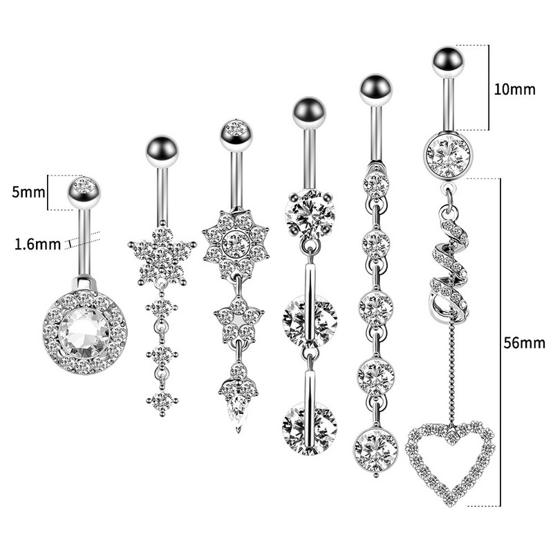 Set de inele pentru buric cu flori Oțel chirurgical Sexy Pachet de inele pentru burtică cu fluture Set drăguț pentru piercing pentru buric Bijuterii în vrac