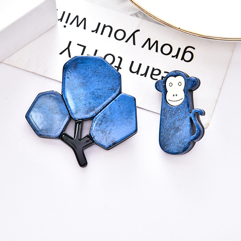 Nouă broșă de maimuță cu creangă cu frunze de copac, broșă cu animale, pentru femei, fete, bijuterii