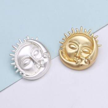 Blucome Individually Creative Sun and Moon Shine Together Matte Gold Брошка Рокля Декорация Корсаж Женски Аксесоари