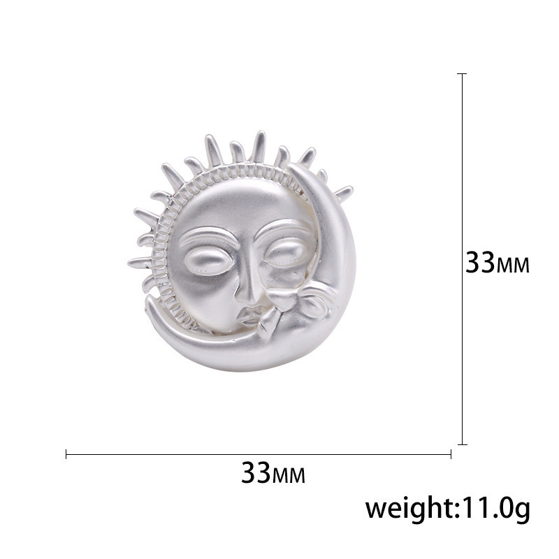 Blucome, în mod individual, creativ Soarele și Luna strălucește împreună Broșă din aur mat Decor pentru rochie Corsaj Accesorii pentru femei