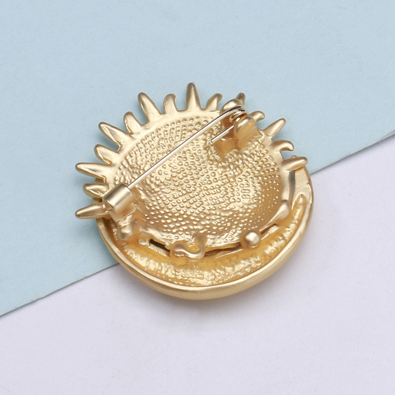 Blucome, în mod individual, creativ Soarele și Luna strălucește împreună Broșă din aur mat Decor pentru rochie Corsaj Accesorii pentru femei