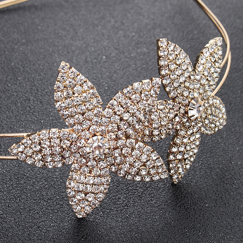 Nunta Mireasa Coroana de Cristal Tiara Motiv Florale Bentita Fete Accesorii pentru Par