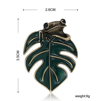 Blucome New Vintage Green Leaf Frog Брошки Жени Мъже Емайл Esmalte Small Animal Brooch Pin Висококачествени бижута жаба Harajuku