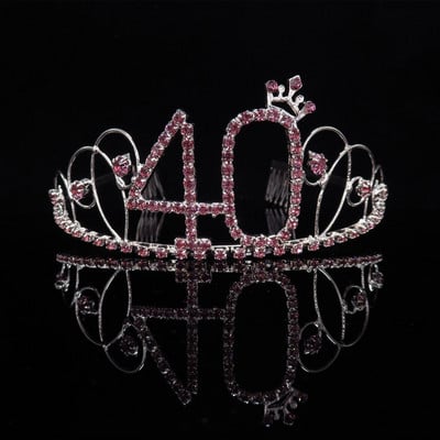 16 21 30 40 Coroana de aniversare fete regina roz cristal aur trandafir bentita coroana doamnelor pentru copii decorațiuni pentru petreceri de aniversare