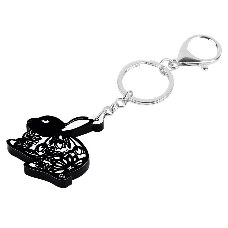 Bonsny akril fekete húsvéti kínai papír vágó nyúl nyúl nyuszi kulcstartók állati kulcstartó ékszer nőknek gyerek fesztivál ajándék