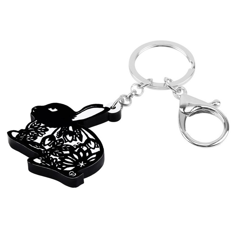 Bonsny akril fekete húsvéti kínai papír vágó nyúl nyúl nyuszi kulcstartók állati kulcstartó ékszer nőknek gyerek fesztivál ajándék