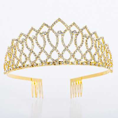 Pieptene de coroană de coroană de desfășurare cu stras de nuntă de nuntă de cristal pentru petrecere de modă pentru doamne Accesorii pentru păr de nuntă