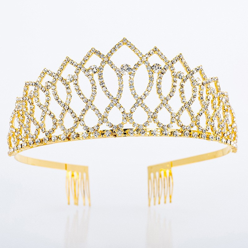 Pieptene de coroană de coroană de desfășurare cu stras de nuntă de nuntă de cristal pentru petrecere de modă pentru doamne Accesorii pentru păr de nuntă