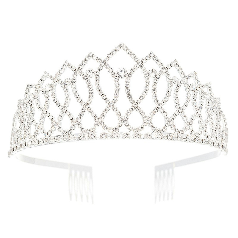 Pieptene de coroană de coroană de desfășurare cu stras de nuntă de nuntă de cristal pentru petrecere de modă pentru doamne Accesorii pentru păr de nuntă