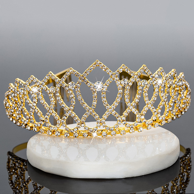 Pieptene de coroană de coroană de desfășurare cu stras de nuntă de nuntă de cristal pentru petrecere de modă pentru doamne Accesorii pentru păr de nuntă