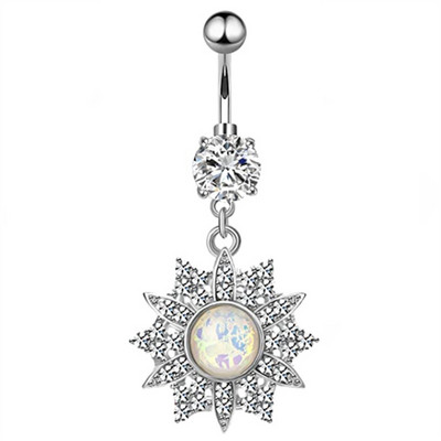 1/2 buc inel floarea soarelui pentru buric 14G din oțel chirurgical floare de lotus piercing buric inel opal sexy piercing buric drăguț inel buric