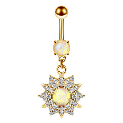 1/2 buc inel floarea soarelui pentru buric 14G din oțel chirurgical floare de lotus piercing buric inel opal sexy piercing buric drăguț inel buric