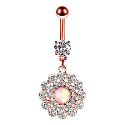 1/2 buc inel floarea soarelui pentru buric 14G din oțel chirurgical floare de lotus piercing buric inel opal sexy piercing buric drăguț inel buric