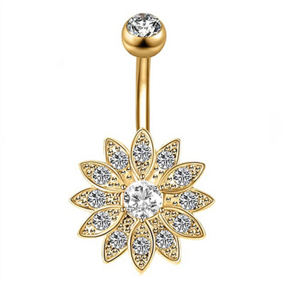 1/2 buc inel floarea soarelui pentru buric 14G din oțel chirurgical floare de lotus piercing buric inel opal sexy piercing buric drăguț inel buric