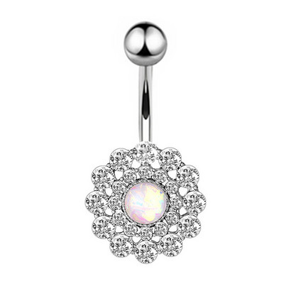 1/2 buc inel floarea soarelui pentru buric 14G din oțel chirurgical floare de lotus piercing buric inel opal sexy piercing buric drăguț inel buric