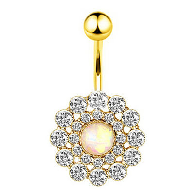 1/2 buc inel floarea soarelui pentru buric 14G din oțel chirurgical floare de lotus piercing buric inel opal sexy piercing buric drăguț inel buric