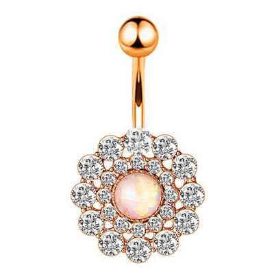 1/2 buc inel floarea soarelui pentru buric 14G din oțel chirurgical floare de lotus piercing buric inel opal sexy piercing buric drăguț inel buric