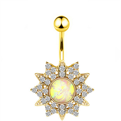 1/2 buc inel floarea soarelui pentru buric 14G din oțel chirurgical floare de lotus piercing buric inel opal sexy piercing buric drăguț inel buric