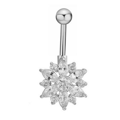 1/2 buc inel floarea soarelui pentru buric 14G din oțel chirurgical floare de lotus piercing buric inel opal sexy piercing buric drăguț inel buric