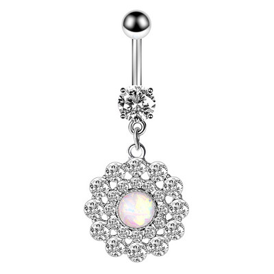 1/2 buc inel floarea soarelui pentru buric 14G din oțel chirurgical floare de lotus piercing buric inel opal sexy piercing buric drăguț inel buric