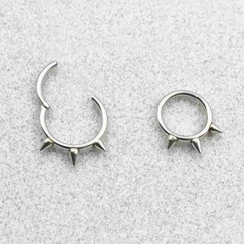 1 buc inel punk pentru nas Spike oțel pentru bărbați femei Septum Clicker Rock Ear Helix Septum Piercing Inele bijuterii