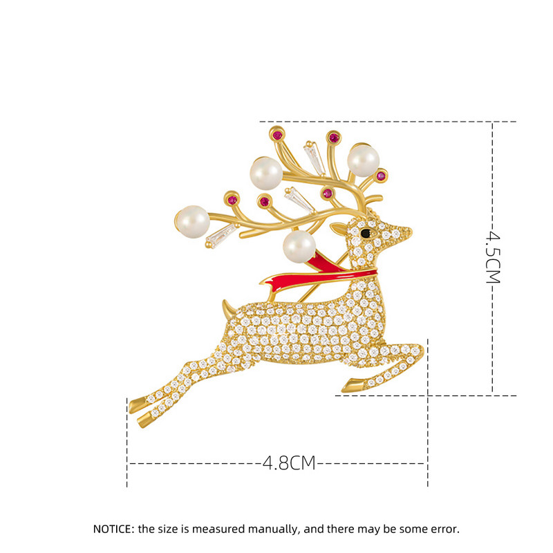 Setare rafinată de zircon, de culoare aurie, broșă de cerb săritor pentru femei, design avansat, fete tinere, pulover de elan de Crăciun, bijuterii N461