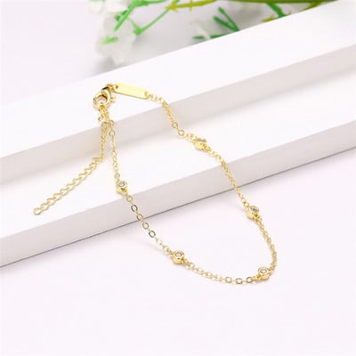Huitan Fashion Contracted One Piece Chain Glezen за жени Бяла CZ павирана Универсални момичета Боси сандали Гривна Бижута за глезена