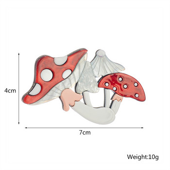 YAOLOGE Акрилни брошки с гъби за жени Унисекс Нова тенденция Прекрасна значка за храна Парти Ежедневни брошки Игли Ръчно изработени бижута Подаръци