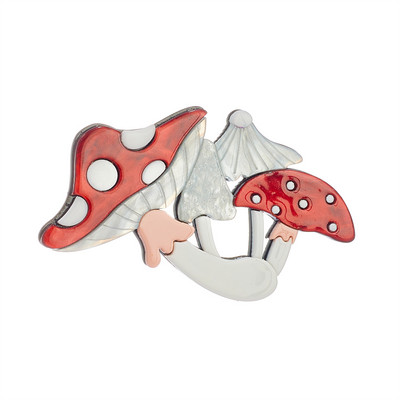 YAOLOGE Broșe acrilice ciuperci pentru femei Unisex New Trend Lovely Food Badge Party Casual Broșă Ace Bijuterii lucrate manual Cadouri