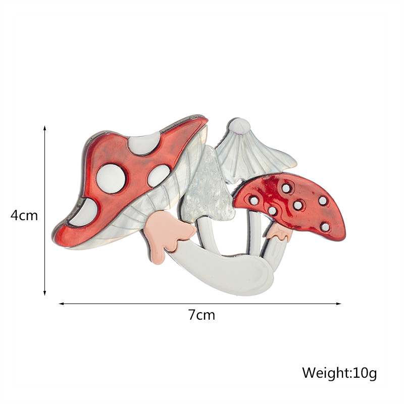 YAOLOGE Broșe acrilice ciuperci pentru femei Unisex New Trend Lovely Food Badge Party Casual Broșă Ace Bijuterii lucrate manual Cadouri