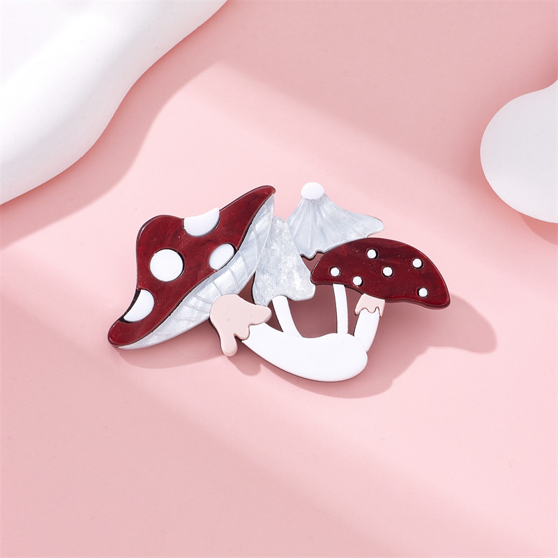 YAOLOGE Broșe acrilice ciuperci pentru femei Unisex New Trend Lovely Food Badge Party Casual Broșă Ace Bijuterii lucrate manual Cadouri
