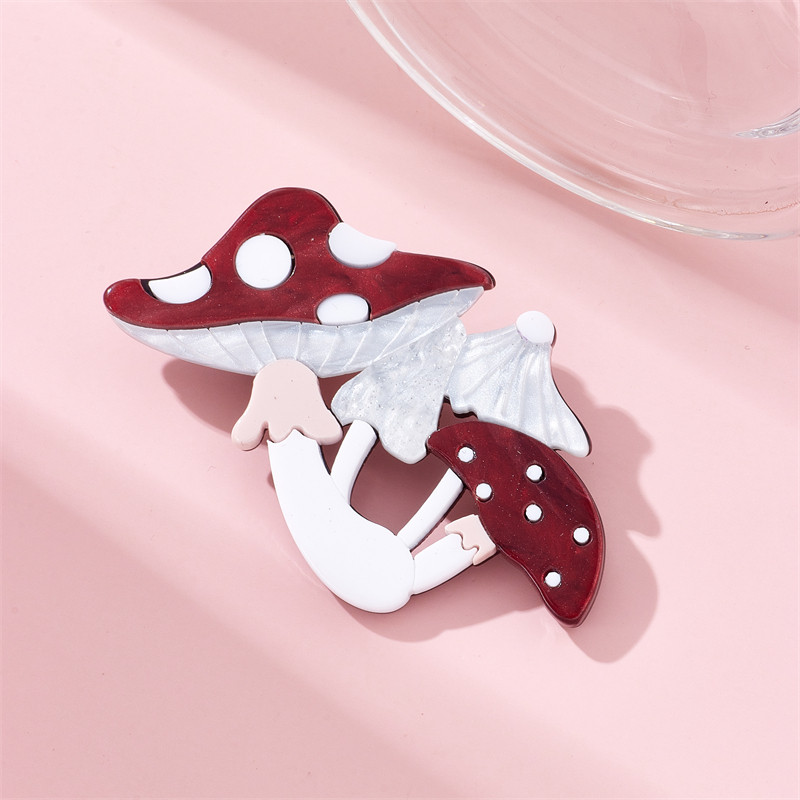YAOLOGE Broșe acrilice ciuperci pentru femei Unisex New Trend Lovely Food Badge Party Casual Broșă Ace Bijuterii lucrate manual Cadouri