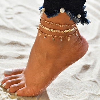 Huitan Bohemia Barefoot Sandals Гривна за глезена за жени Butterfly Fishbone Leg Chains Summer Beach Foot Jewelry Drop Shipping