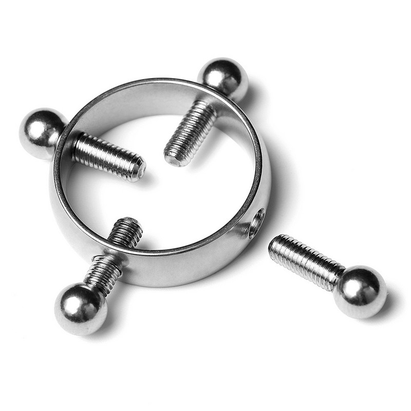 1 vnt netikras spenelio žiedas, neveriantis krūtinės nagų, prisukamas skydas iš nerūdijančio plieno gnybtų suaugusiems skirtas žaidimas moterims, seksualus kūno papuošalas, dovana