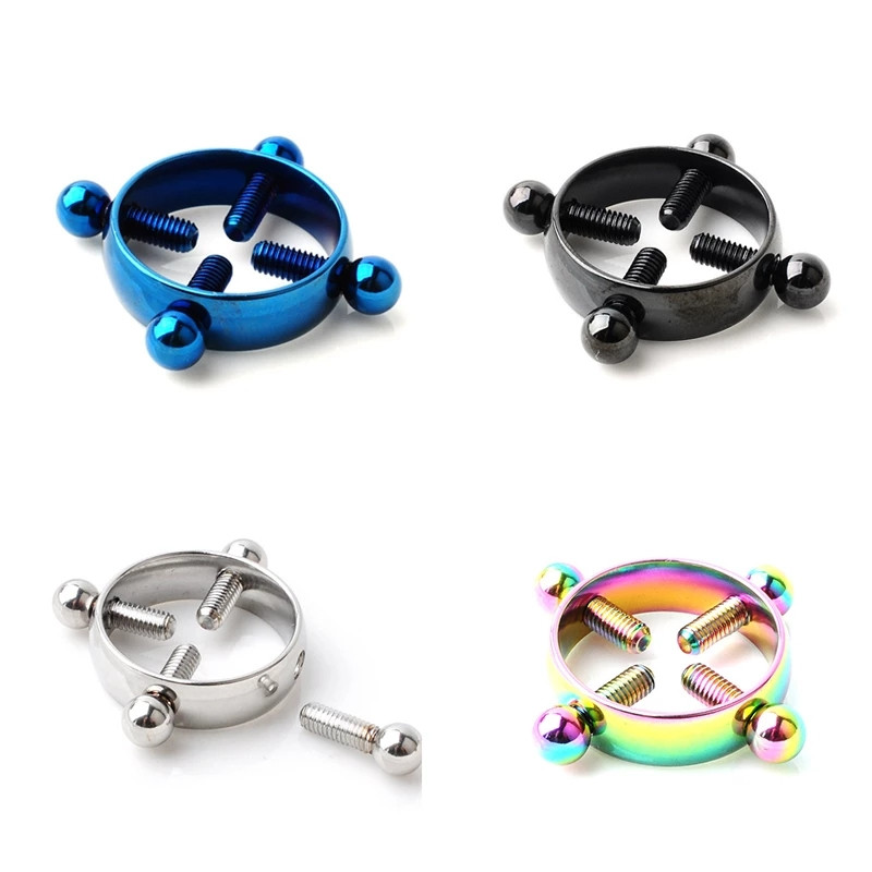 1 vnt netikras spenelio žiedas, neveriantis krūtinės nagų, prisukamas skydas iš nerūdijančio plieno gnybtų suaugusiems skirtas žaidimas moterims, seksualus kūno papuošalas, dovana