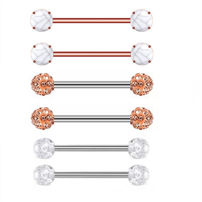 Zircon Piercing pentru mamelon Barbell Drăguț din oțel inoxidabil Sexy Cristal pentru mamelon Bar 14G Inel pentru piercing pentru mamelon Tepel Pircing mamelon
